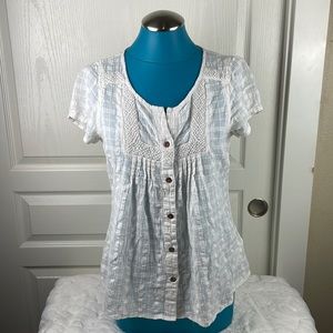 PrAna Blouse white with white details size medium
